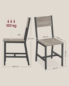 Conjunto de 2 cadeiras de sala de jantar Greige mesclado + cinza mate