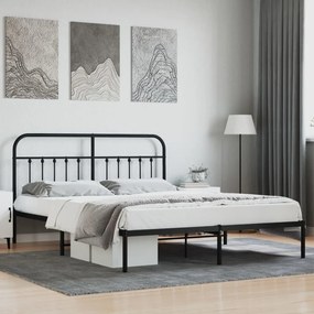 vidaXL Estrutura de cama em metal com cabeceira 180x200 cm preto