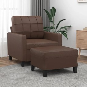 vidaXL Poltrona com apoio de pés couro artificial 60 cm castanho