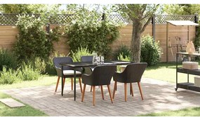 Conjunto de Jantar de Jardim com 5 Peças em Rattan Preto