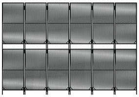 Biombo de divisão 6 painéis vime PE preto