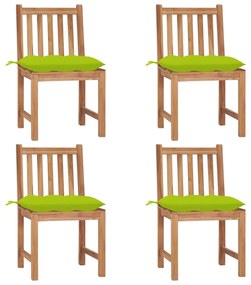 vidaXL Cadeiras de jardim c/ almofadões 4 pcs madeira de teca maciça