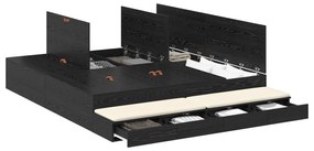 Estrutura de Cama Armazenamento Carvalho Preto 180x200 cm