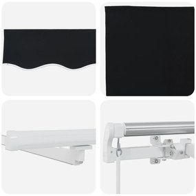 Toldo Retrátil Manual vidaXL com LED Preto 600x350 cm
