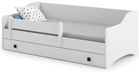 Cama infantil Erik branca 160x80 puxador preto - colchão e estrado incluído