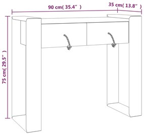 Mesa consola 90x35x75 cm madeira de teca maciça