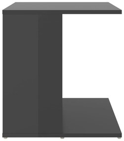 Mesa de apoio 45x45x48 cm contraplacado cinzento brilhante