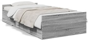 vidaXL Estrutura de cama c/ gavetas derivados madeira cinza sonoma