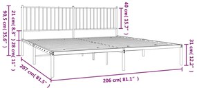 Estrutura de cama com cabeceira 200x200 cm metal branco