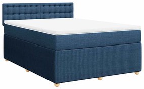 Cama com molas/colchão 140x200 cm tecido azul