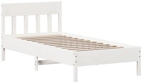 Cama com estante sem colchão 90x200 cm pinho maciço branco