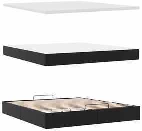 Estrutura de cama otomana com colchão 160x200 cm preta