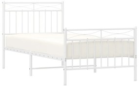 Estrutura de cama com cabeceira e pés 90x200 cm metal branco