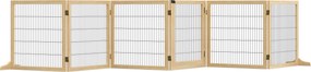 PawHut Barreira de Segurança para Cães de Madeira Dobrável para Cães Pequenos e Médios com 6 Painéis 432x36x70 cm Madeira | Aosom Portugal