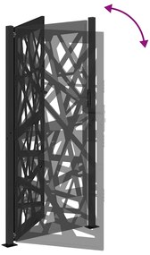 Portão de jardim 105x205 cm preto com luz em aço