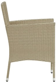 3 pcs conjunto de jantar para jardim bege