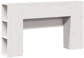 Cabeceira com arrumação 140 cm madeira de pinho maciça branco