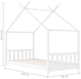 Estrutura de cama para crianças 80x160 cm pinho maciço branco