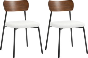 HOMCOM Conjunto de 2 cadeiras de sala de jantar com assento efeito bouclê, encosto curvo efeito madeira, interior, creme | Aosom Portugal