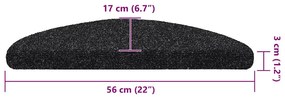 Tapetes de escada adesivos 30 pcs 56x17x3 cm preto