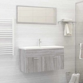 2 pcs conjunto móveis WC derivados de madeira sonoma cinza