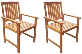 Cadeiras de jardim 2 pcs madeira acácia maciça castanho