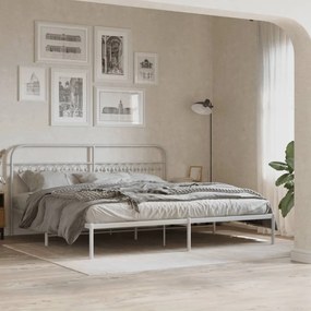Estrutura de cama com cabeceira 200x200 cm metal branco