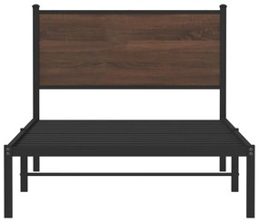 Estrutura de cama sem colchão 100x190cm metal carvalho castanho