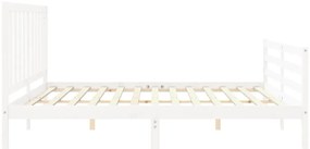 Cama sem colchão 200x200 cm madeira de pinho maciça branco