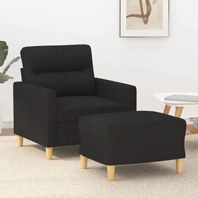 vidaXL Poltrona com apoio de pés 60 cm tecido preto