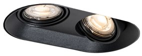 Foco embutido arredondado preto GU10 50mm 2-luzes - Hubs