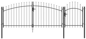 Portão de Jardim Preto com Topo de Lança 100 x 400 cm em Aço
