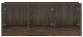 Mesa de centro c/ portas de vidro 102x50x42cm carvalho castanho
