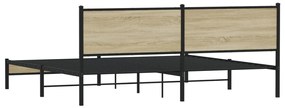 Estrutura de cama sem colchão 200x200cm metal carvalho sonoma