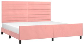 Estrutura de cama c/ cabeceira 200x200 cm veludo rosa