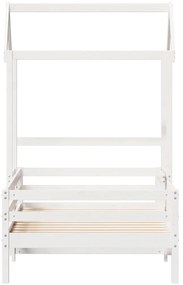 Estrutura de cama com telhado 90x190 cm pinho maciço branco