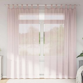 Cortinas de voile com laços 2 pcs rosa-claro 140x245 cm