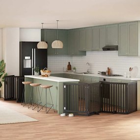 vidaXL Portão p/ cães com porta dobrável 12 painéis 960 cm álamo preto