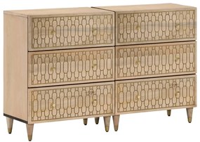 vidaXL Móveis de apoio 2 pcs 60x33x75 cm madeira de mangueira maciça