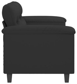 Sofá de 2 lugares 140 cm tecido de microfibra preto