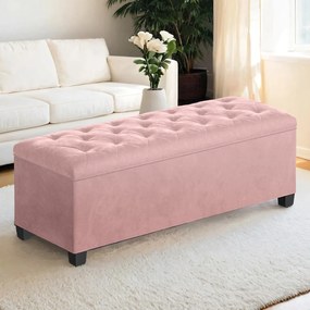 Banco com espaço de arrumação 40 x 110 x 40 cm rosa pastel
