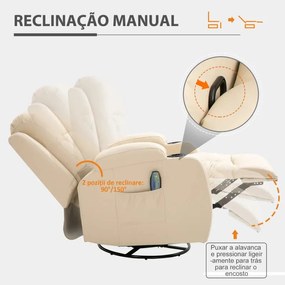 Poltrona de Massagem Reclinável até 150° Poltrona Relax com 8 Pontos d