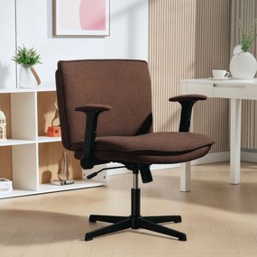 Cadeira de Escritório com Apoios de Braço Rebatíveis Assento  Altura Ajustável  Função Basculante 76x70x85-97 cm Castanho