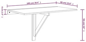 Mesa parede dobrável derivados de madeira carvalho castanho