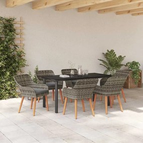 Conjunto de Jantar de Jardim 7 Peças Cinza em Rattan Poly