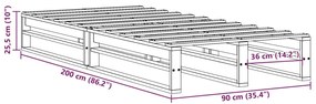 Cama sem colchão 90x200 cm pinho maciço castanho-mel