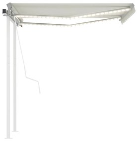 Toldo automático LED e sensor de vento 3x2,5 m cor creme