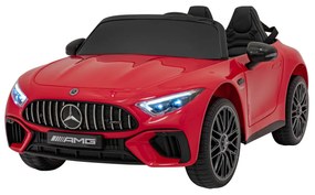 Carro elétrico para Crianças 12V 4x4 Mercedes Benz AMG SL63, Rodas Espuma EVA, Assento couro ecológico Vermelho