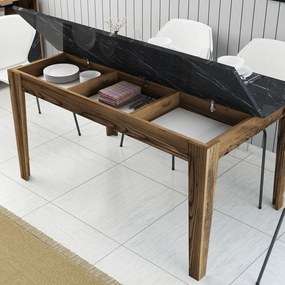 Mesa de Jantar "Milano" com Arrumação – 145x88x75 cm – Nogueira e Pret