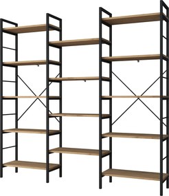 Estante "Noce Nero" - Nogueira e Preto - 176x172x30cm - Design Moderno